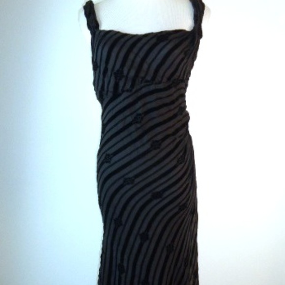 DVF BLACK cut VELVET floral SILK midi party DRESS sleeveless 6 - Picture 1 of 6